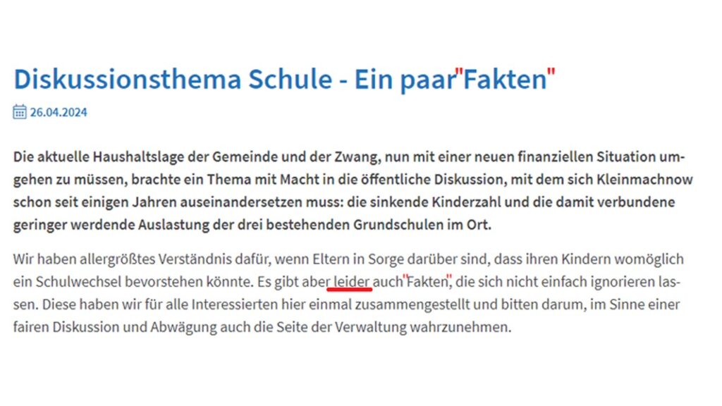 Pressemitteilung Kleinmachnows zur geplanten Schulschließung